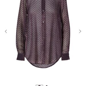 Equipment Silk Viscous Sheer Star-Print Button-Up Blouse - Plum XXS